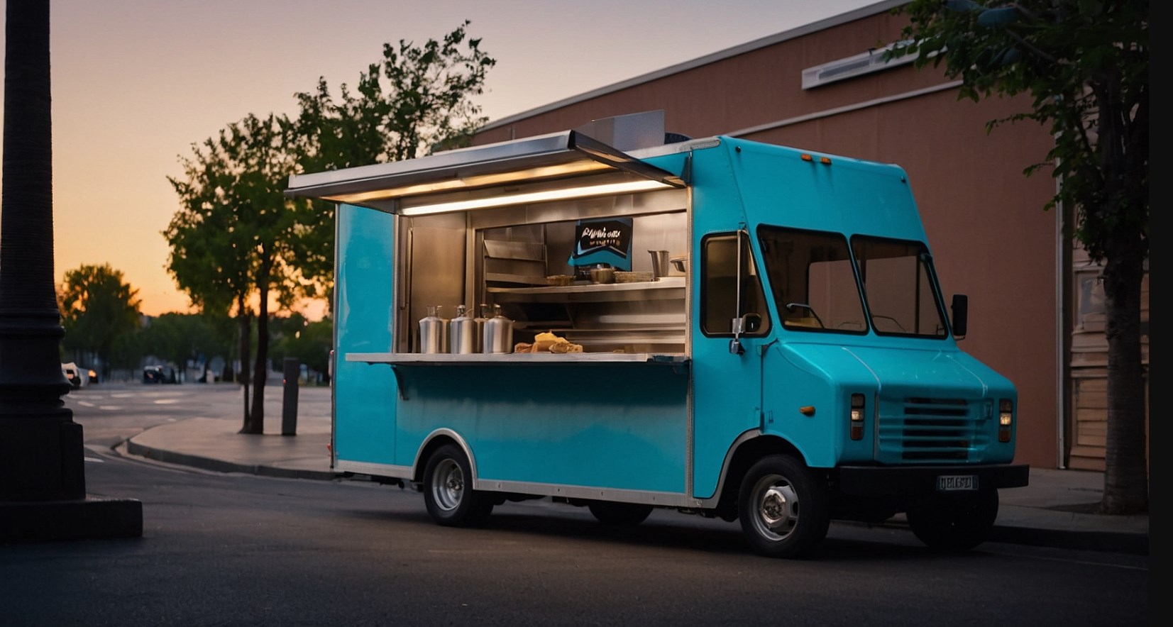 camion Food truck bleu américain